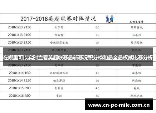 在哪里可以实时查看英超联赛最新赛况积分榜和最全最权威比赛分析 在哪里可以实时查看英超联赛最新赛况积分榜和最全最权威比赛分析